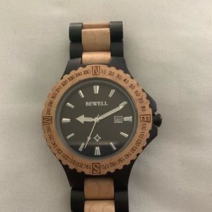 Men’s Bewell Poseidon black/tan sandalwood watch